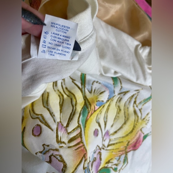 VINTAGE Cabo San Lucas Shirt Medium 90s Cotton Graphic Logo Fish Glitter - Picture 3 of 7